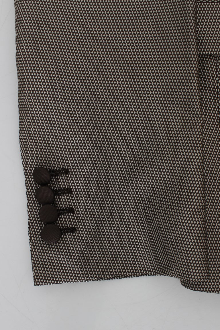 Dolce & Gabbana Brauner Slim Fit Seidenblazer mit zwei Knöpfen