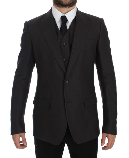 Dolce & Gabbana Grauer Slim Fit Leinenblazer