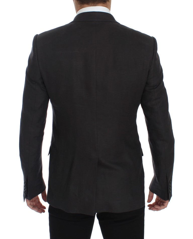 Dolce & Gabbana Grauer Slim Fit Leinenblazer