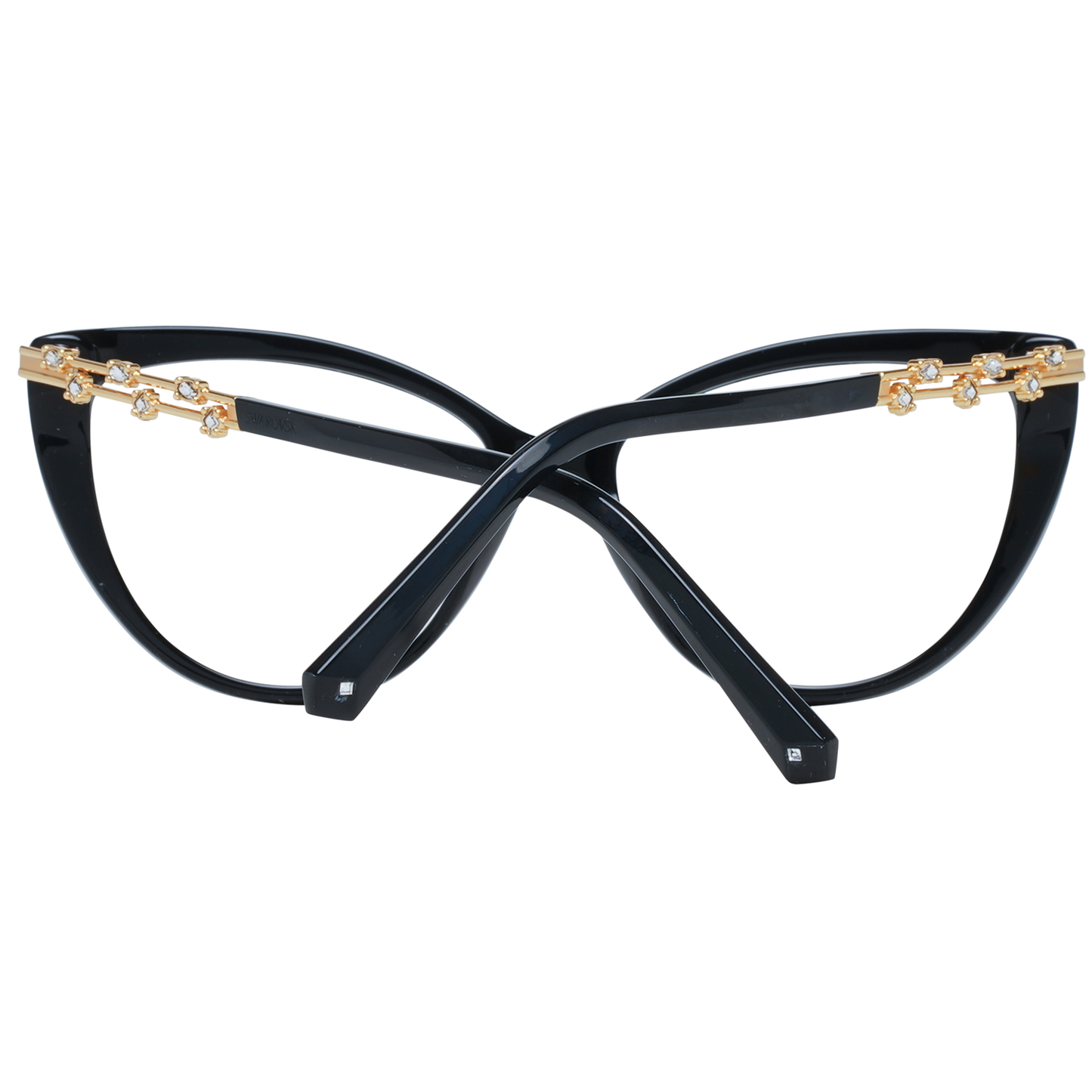Swarovski Elegante schwarze Designerbrille mit Katzenaugen