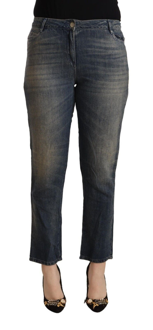 Twinset Blau gewaschene Baumwolle Cropped Capri Damen Denim Jeans