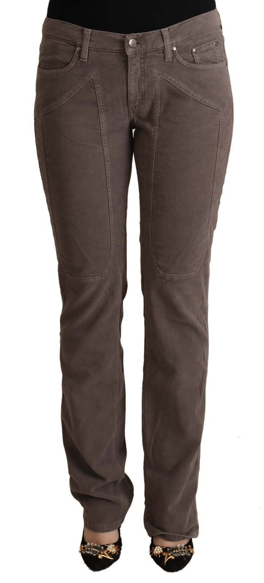 Jeckerson Braun Baumwolle Niedrige Taille Iconic Patches Bein Denim Jeans