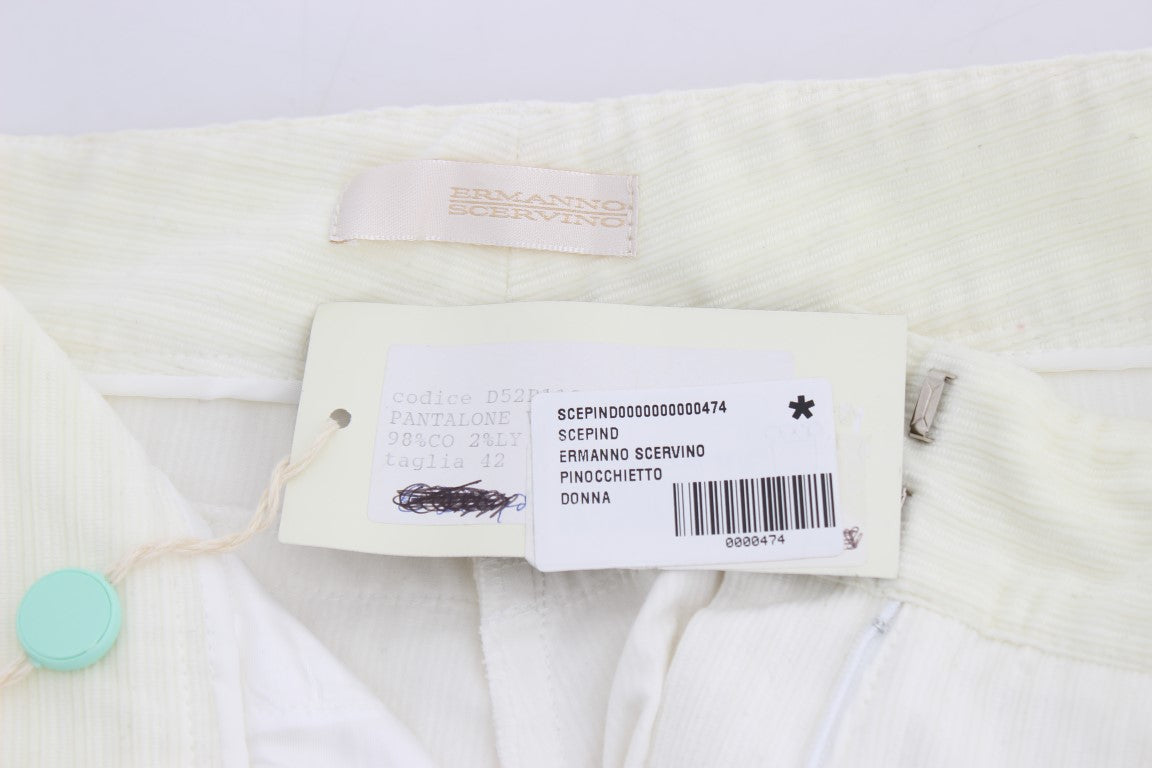 Ermanno Scervino Weiß gestreifte Straight Fit-Hose