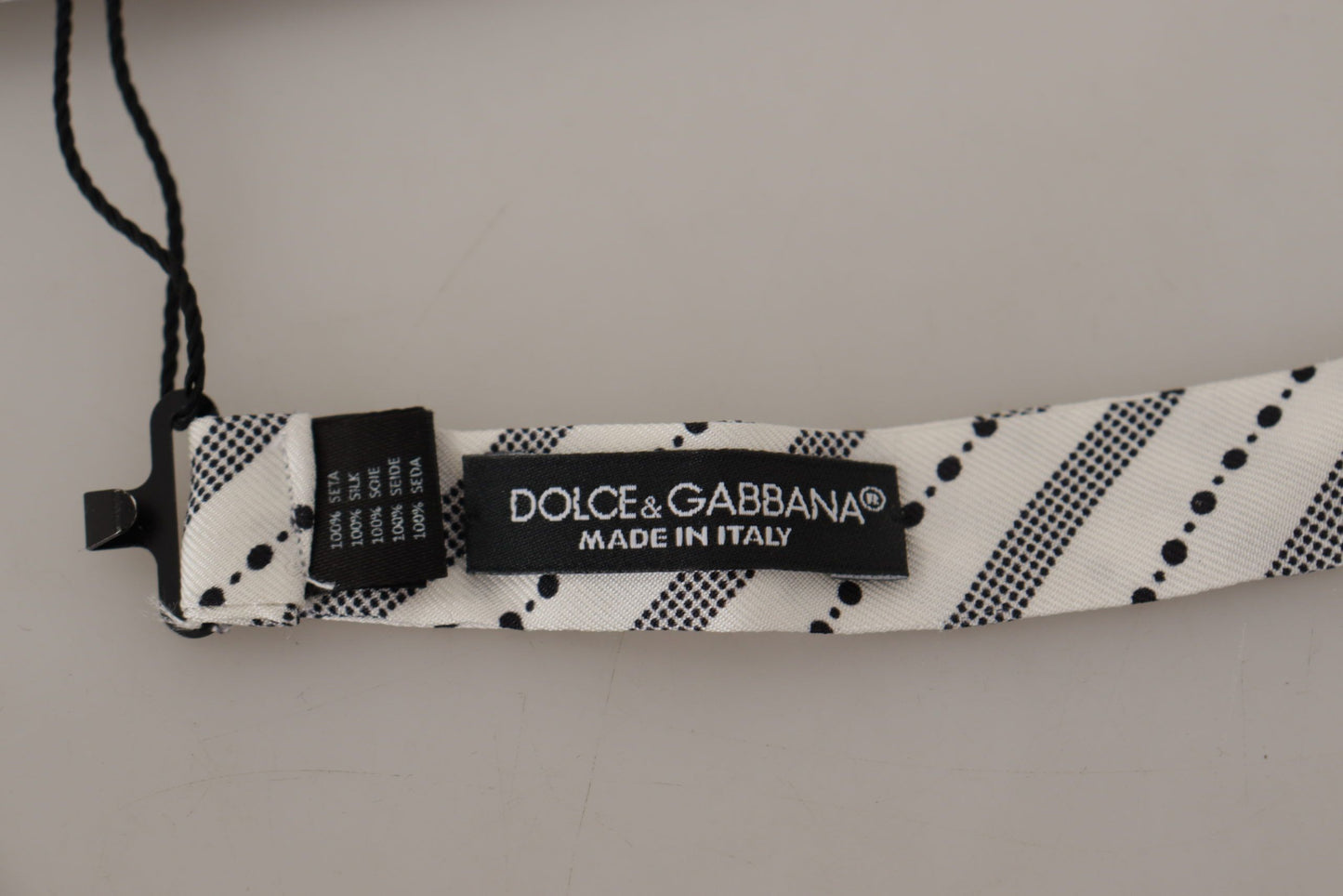 Dolce & Gabbana Weiß Schwarz Polka Dot 100% Seide Hals Papillon Fliege