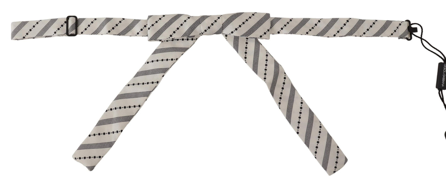 Dolce & Gabbana Weiß Schwarz Polka Dot 100% Seide Hals Papillon Fliege