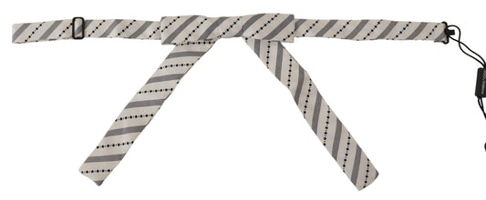 Dolce & Gabbana Weiß Schwarz Polka Dot 100% Seide Hals Papillon Fliege