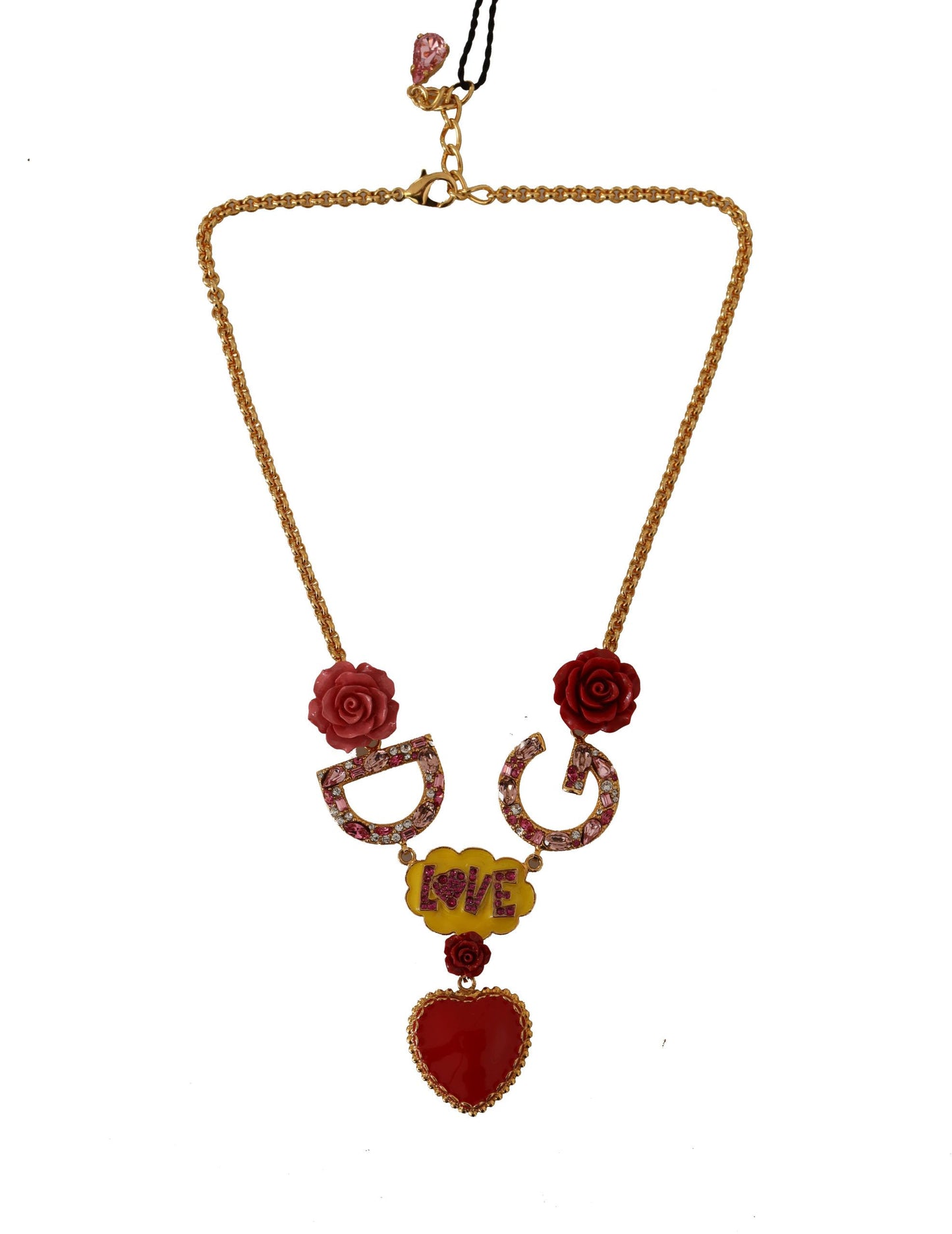 Dolce & Gabbana Gold Rose Love Crystal Charm Kette Halskette
