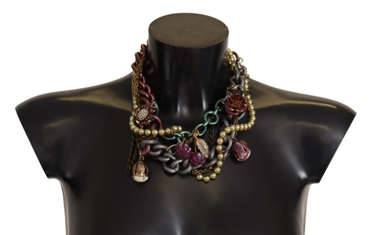 Dolce & Gabbana Goldmessing Sizilien Floral Kristall Statement Halskette