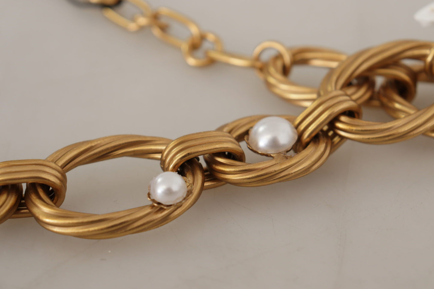 Dolce & Gabbana Gold White Lily Floral Kette Statement Halskette