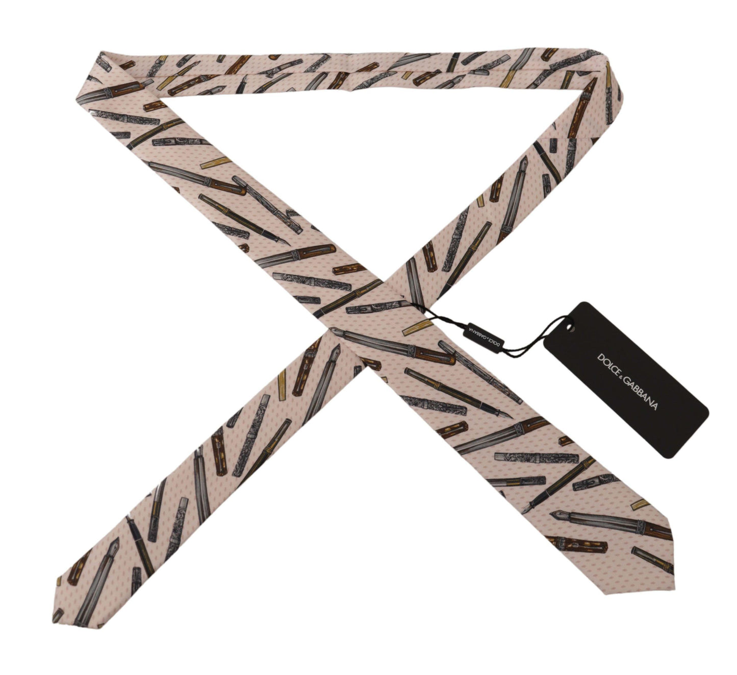 Dolce & Gabbana Rosa Stift Dots Print 100% Seide Verstellbare Hals Accessoire Krawatte