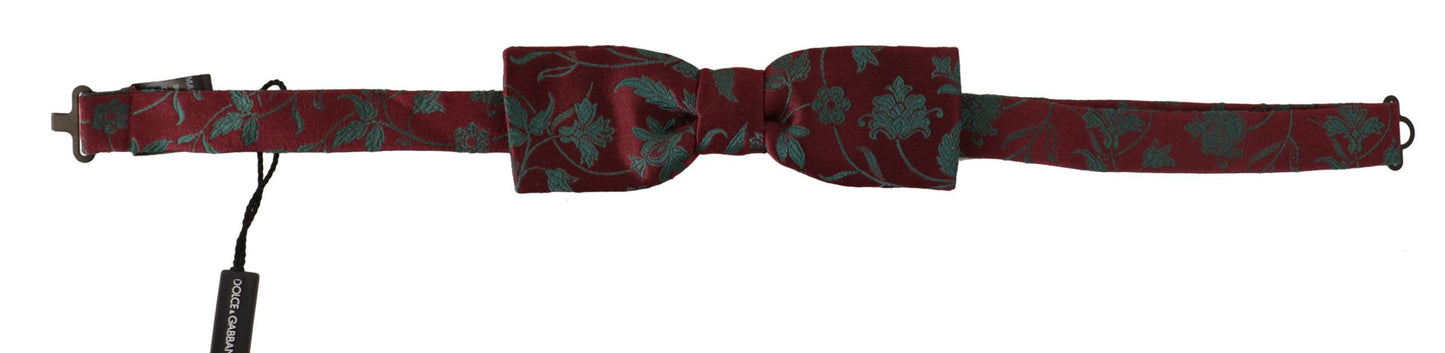 Dolce & Gabbana Maroon Muster Einstellbare Hals Papillon Fliege