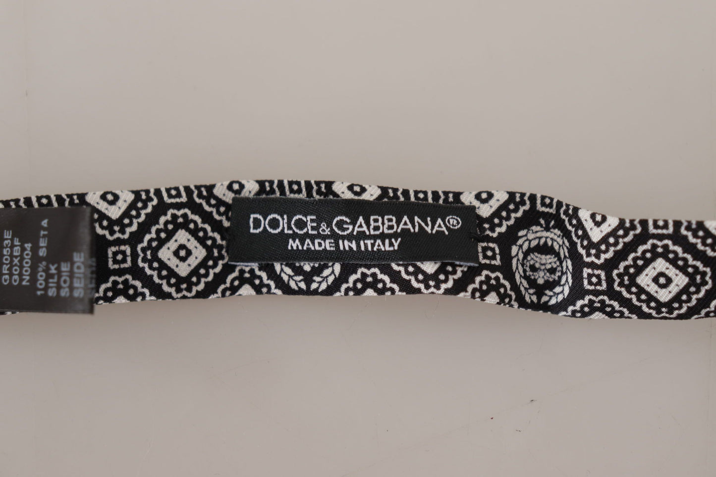 Dolce & Gabbana Schwarz weiß 100% Seide Verstellbare Papillon Krawatte