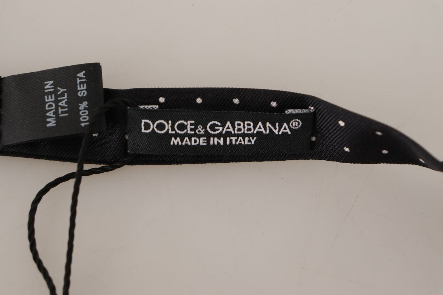 Dolce & Gabbana Schwarz-Weiß gepunktet 100% Seide Hals Papillon Krawatte