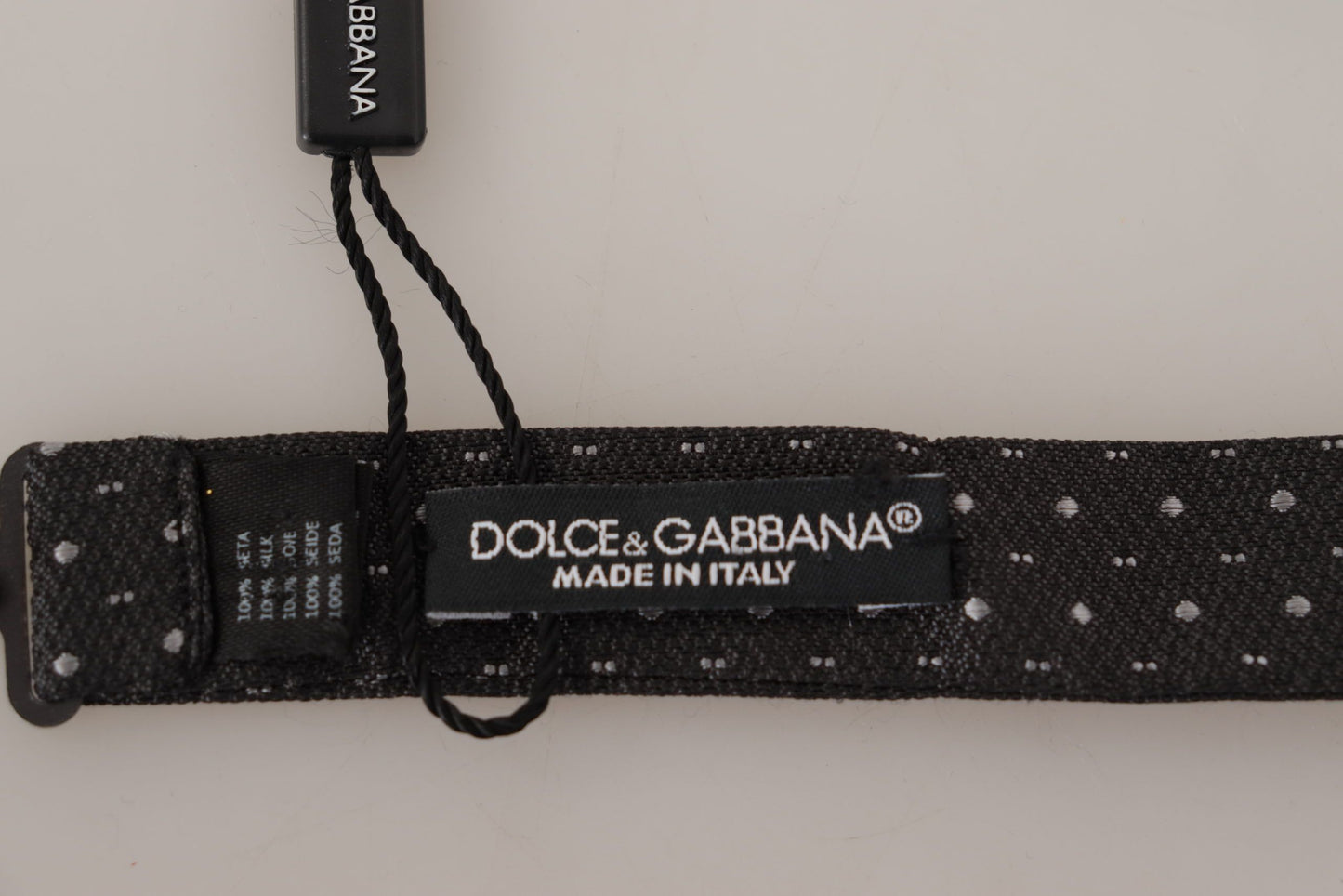 Dolce & Gabbana Graue gepunktete Papillon-Krawatte aus 100% Seide
