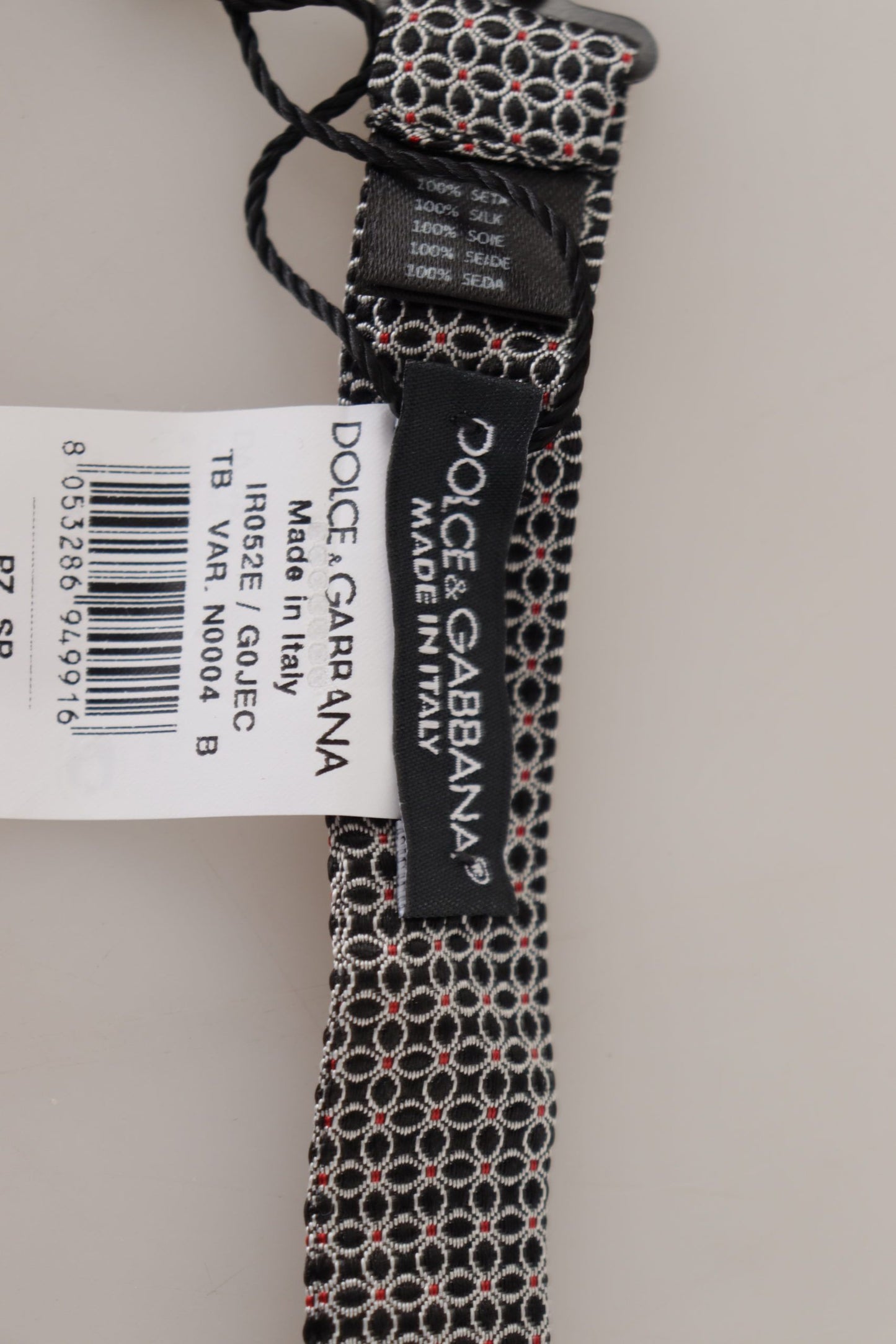 Dolce & Gabbana Schwarz Weiß Blumenmuster Seidenhalskrawatte Papillon