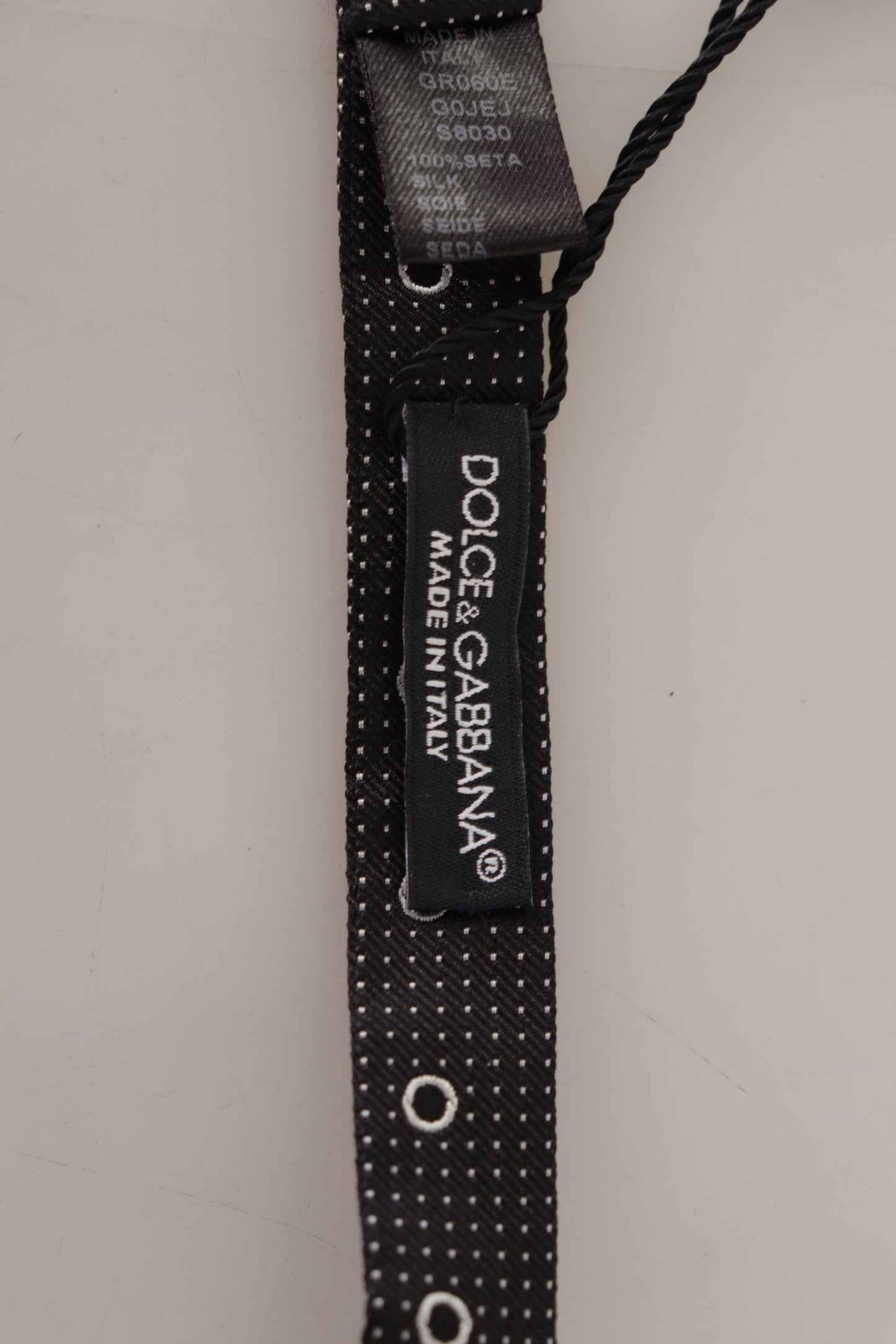 Dolce & Gabbana Schwarz-Weiß gepunktet 100% Seide Hals Papillon Krawatte