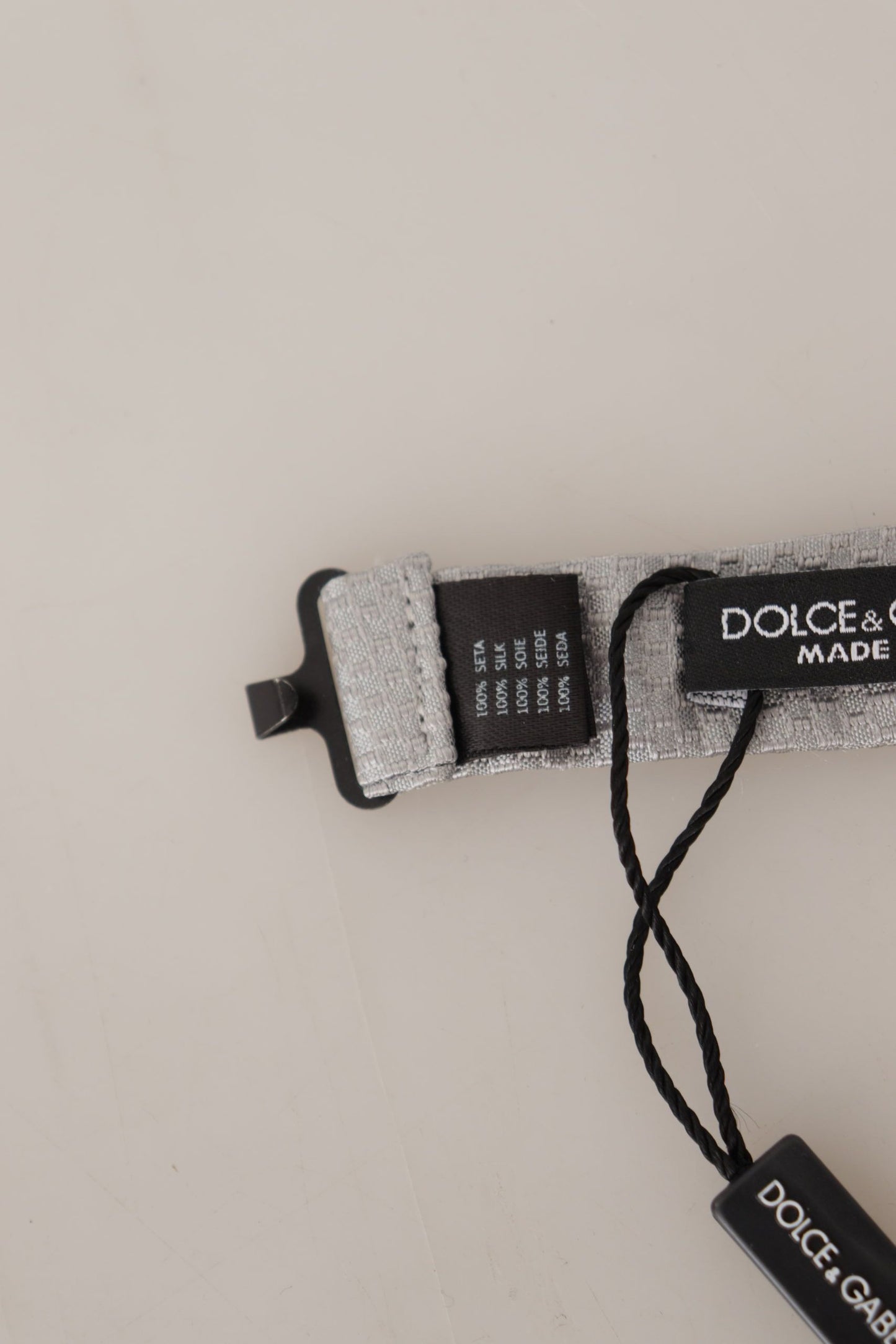 Dolce & Gabbana Grau 100% Seide Verstellbare Hals Papillon Krawatte