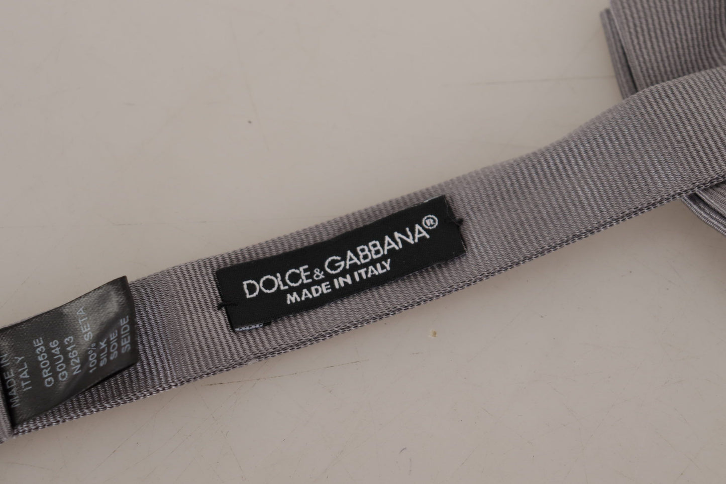 Dolce & Gabbana Grau 100% Seide Verstellbare Hals Papillon Krawatte