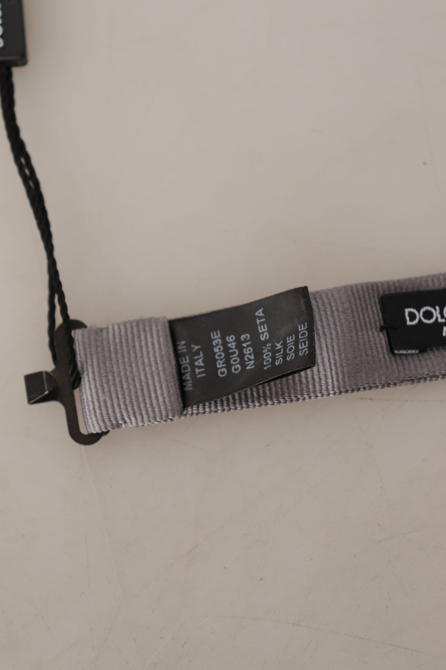 Dolce & Gabbana Grau 100% Seide Verstellbare Hals Papillon Krawatte