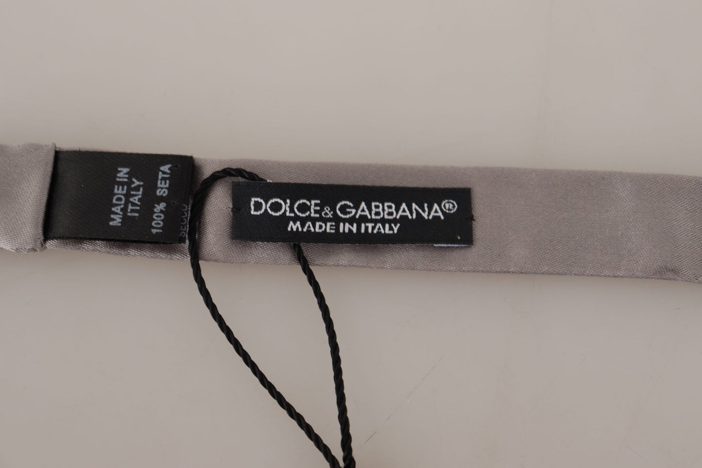 Dolce & Gabbana Silberne 100% Seide Schlank Einstellbare Hals Papillon Krawatte