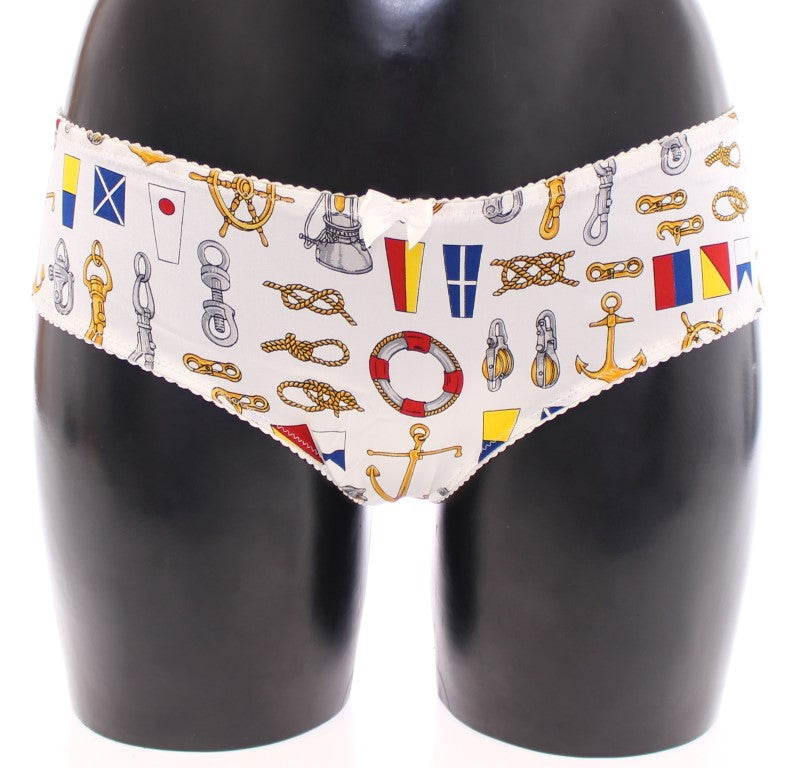 Dolce & Gabbana Weißer Matrosen-BH Panty Stretch-Unterwäsche