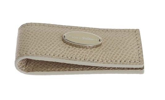 Dolce & Gabbana Beige Leder Magnet Geldklammer