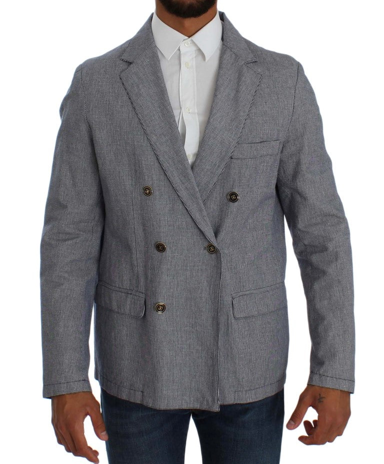 Master Coat Blauer doppelreihiger Blazer mit normaler Passform