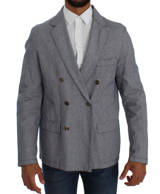 Master Coat Blauer doppelreihiger Blazer mit normaler Passform