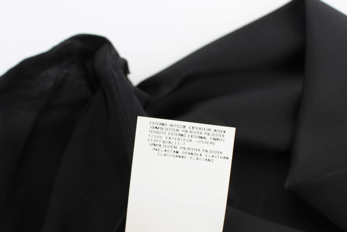 Exte Schwarzer Halsausschnitt Wickeltop Bluse