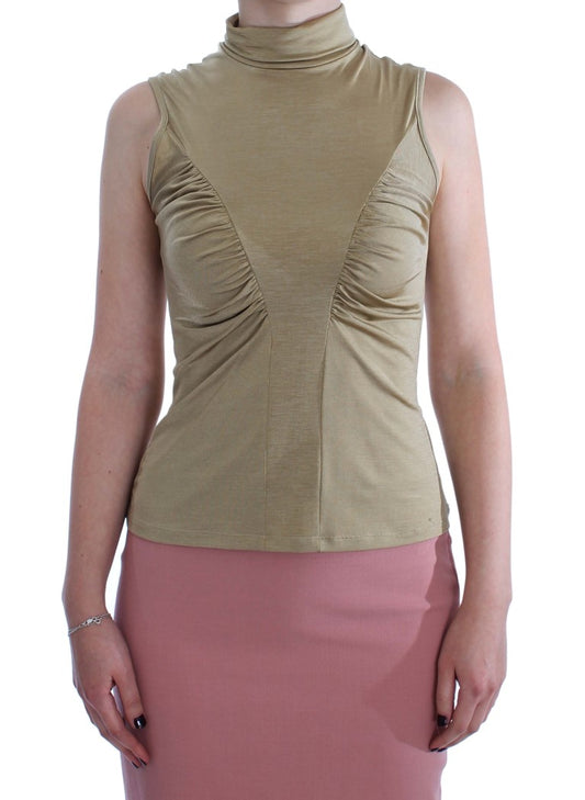 Exte Goldenes Nylon-Rollkragen-Top Bluse