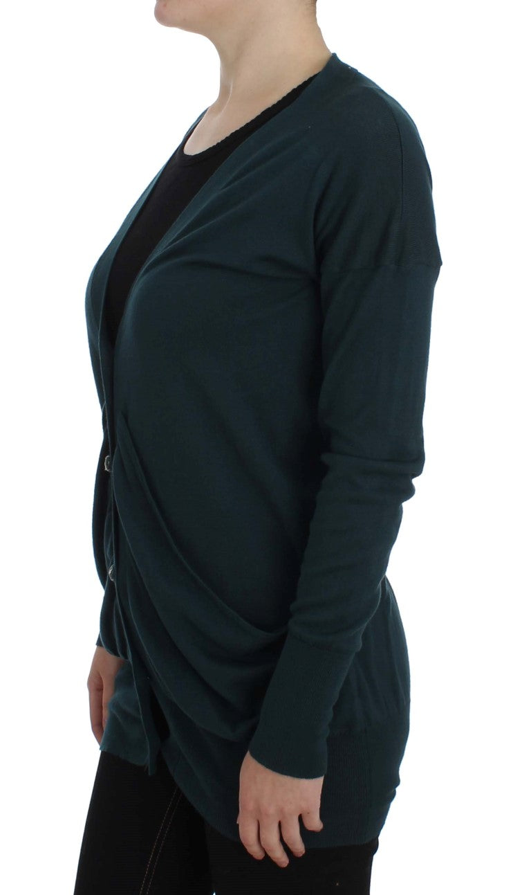 PINK MEMORIES Grüner Strickjacken-Pullover mit Knöpfen