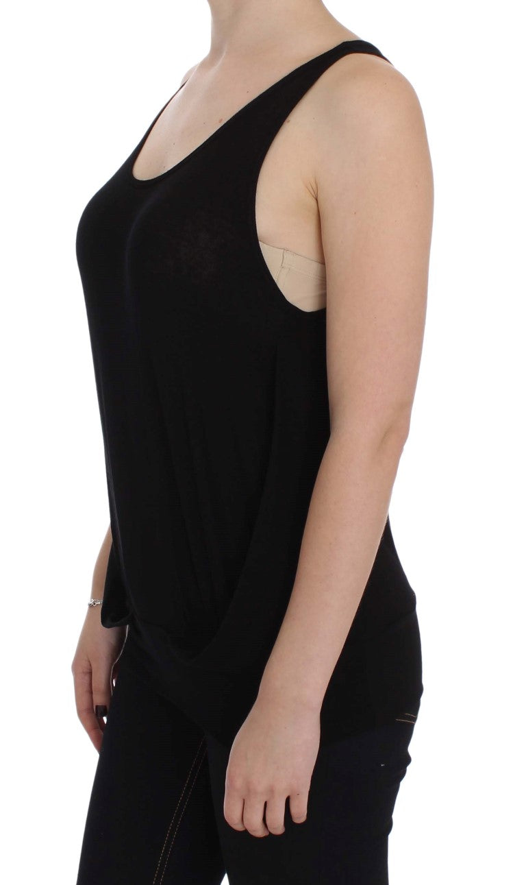 PLEIN SUD Schwarze ärmellose Stretch-Bluse