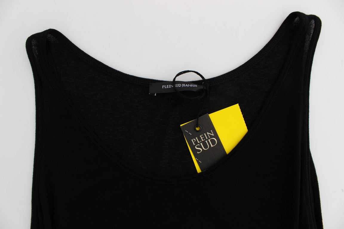 PLEIN SUD Schwarze ärmellose Stretch-Bluse