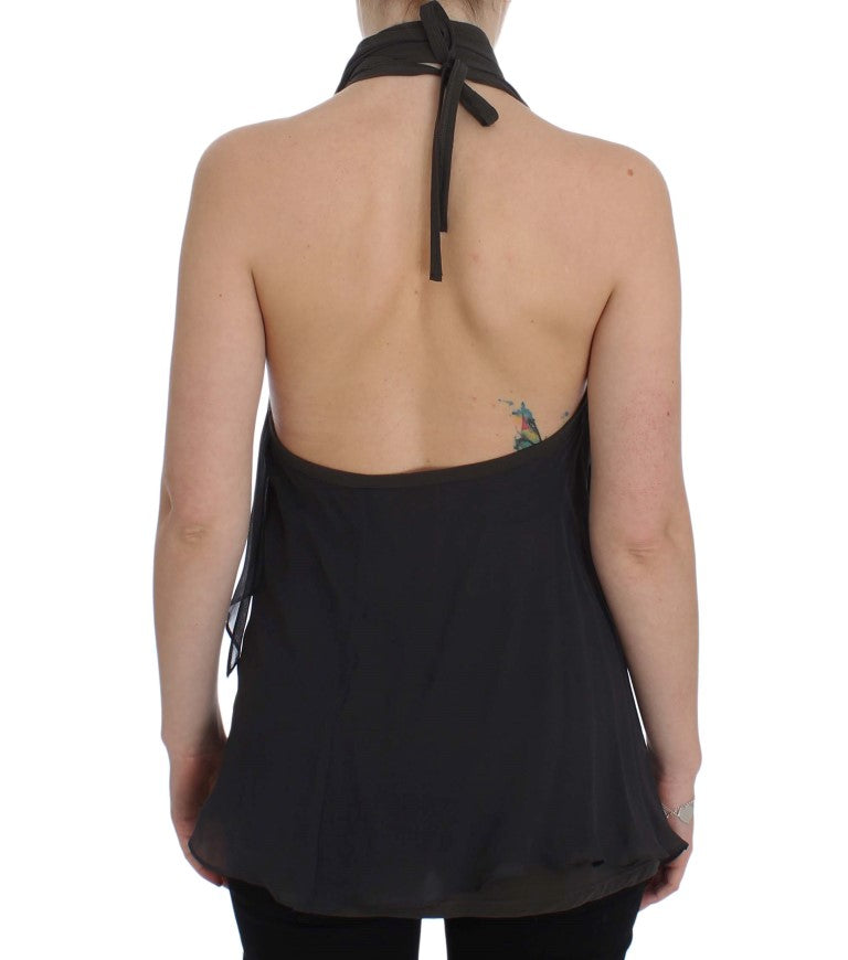 CORA GROPPO Graublaues Stretch-Blusentop