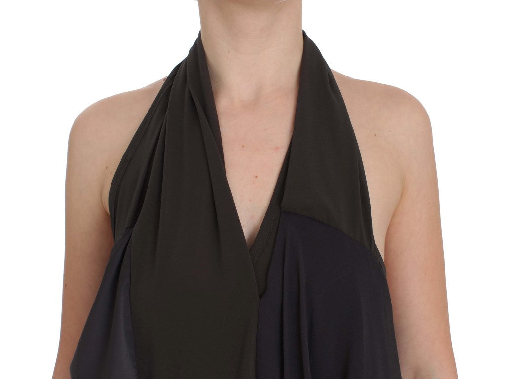 CORA GROPPO Graublaues Stretch-Blusentop