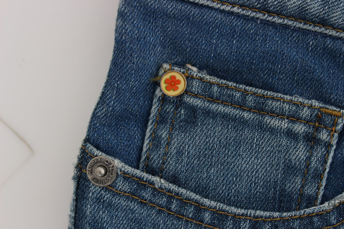 Costume National Blaue Slim Fit Cropped Jeans aus Baumwolle