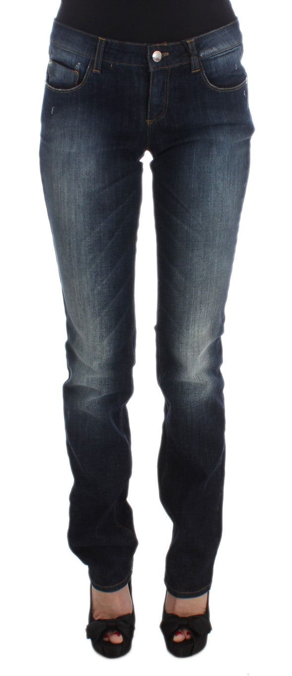 Costume National Blaue Slim Fit Bootcut-Jeans aus Baumwolle