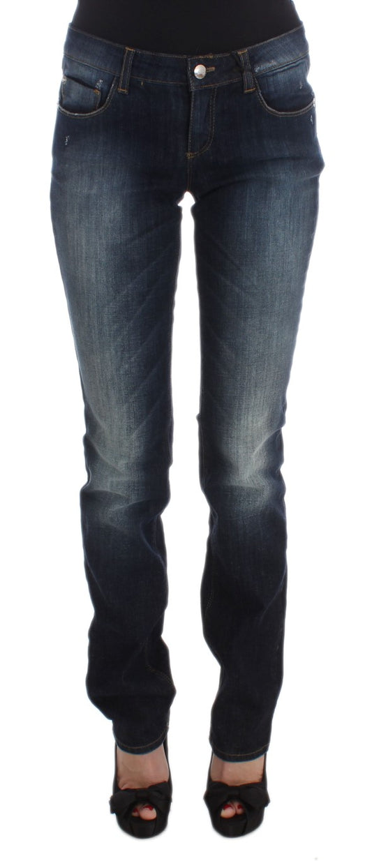 Costume National Blaue Slim Fit Bootcut-Jeans aus Baumwolle