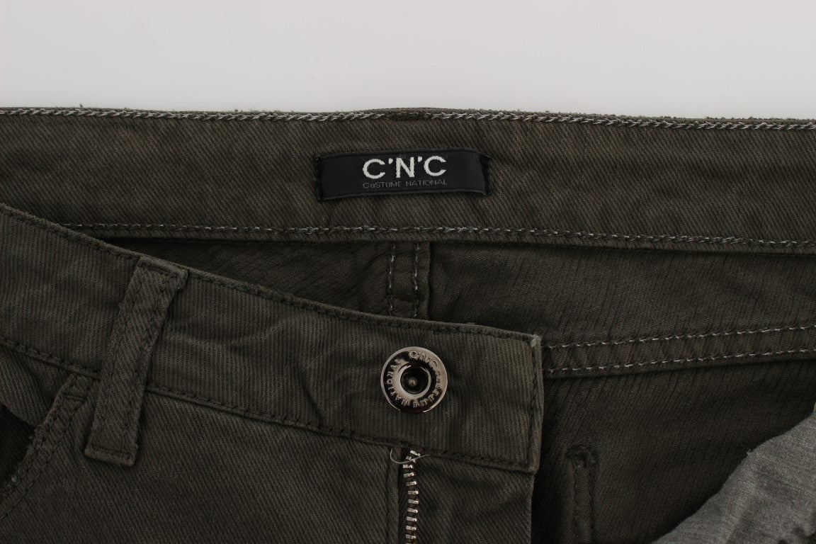 Costume National Grüne Slim Fit Jeans aus Baumwollmischung