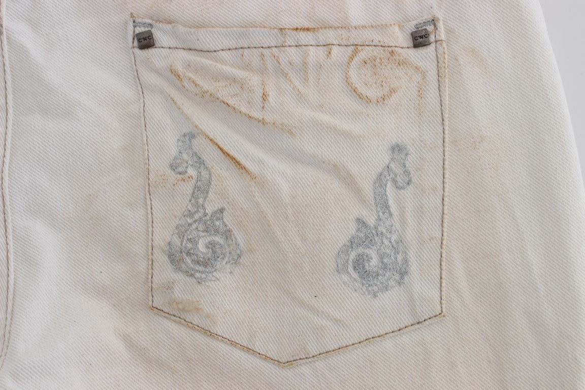 Costume National Weiße Slim Fit Bootcut Jeans aus Baumwolle