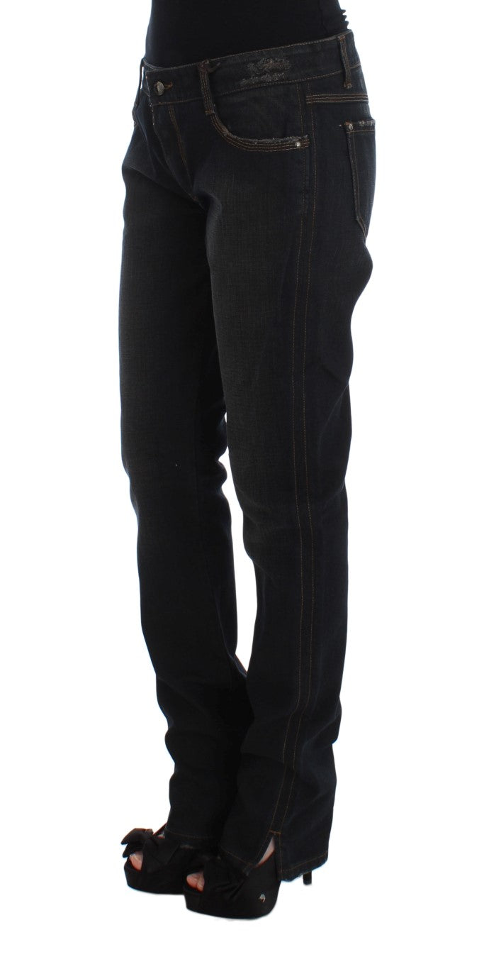 Ermanno Scervino Boyfriend Jeans aus Baumwolle mit blauer Waschung