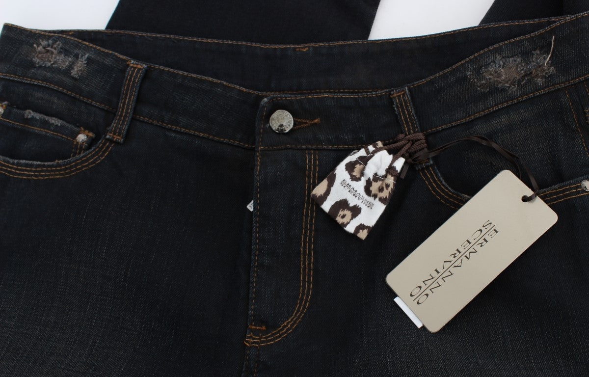 Ermanno Scervino Boyfriend Jeans aus Baumwolle mit blauer Waschung