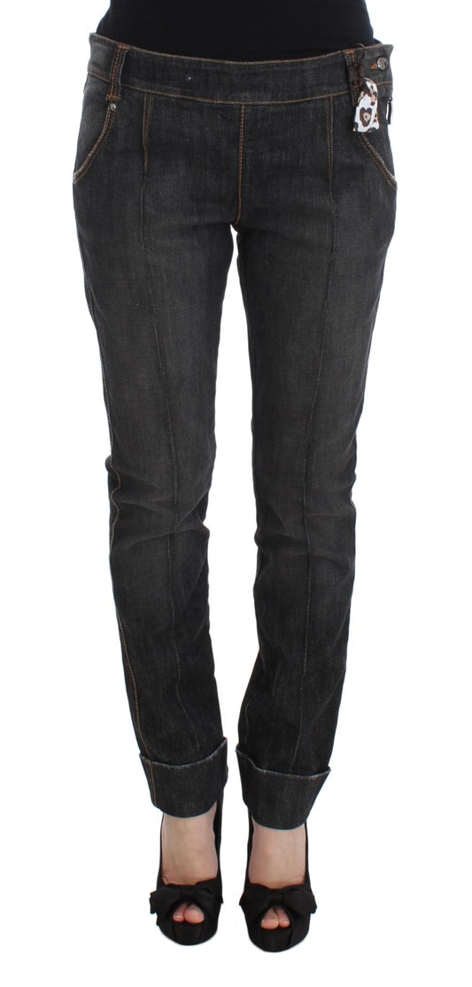 Ermanno Scervino Graue Slim Fit Denim-Jeans aus Baumwolle