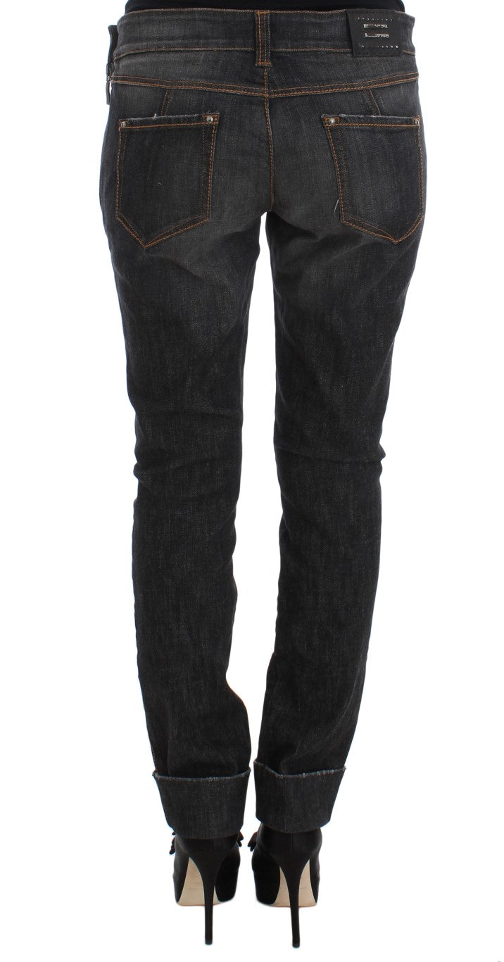 Ermanno Scervino Graue Slim Fit Denim-Jeans aus Baumwolle