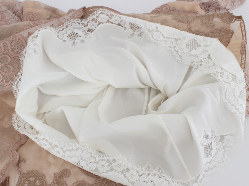 Dolce & Gabbana Rosa Seidenspitze Ricamo Etuikleid