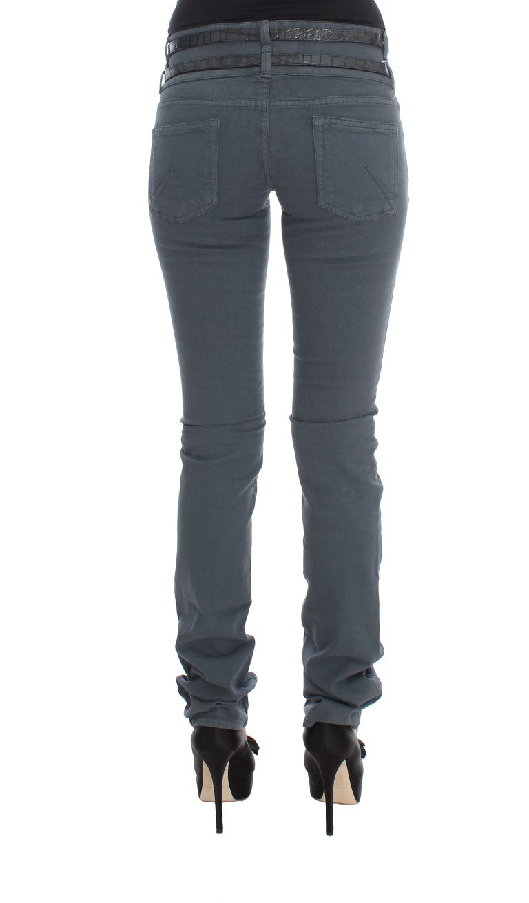 John Galliano Blaue Baumwollmischung Slim Fit Jeans mit hoher Taille