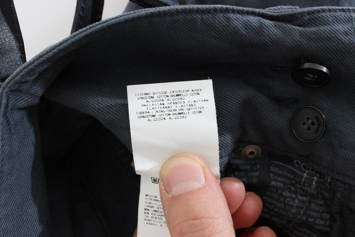 John Galliano Blaue Baumwollmischung Slim Fit Jeans mit hoher Taille