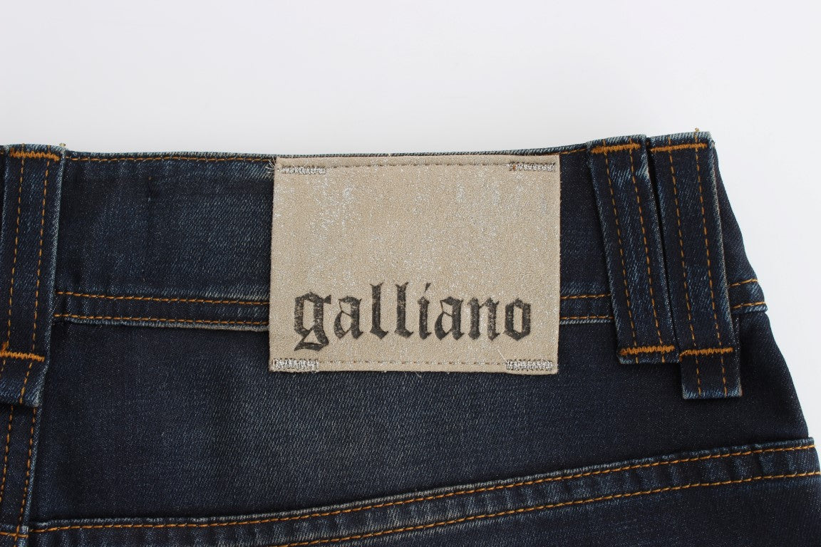 John Galliano Blaue Waschung Baumwollmischung Boyfriend Fit Jeans
