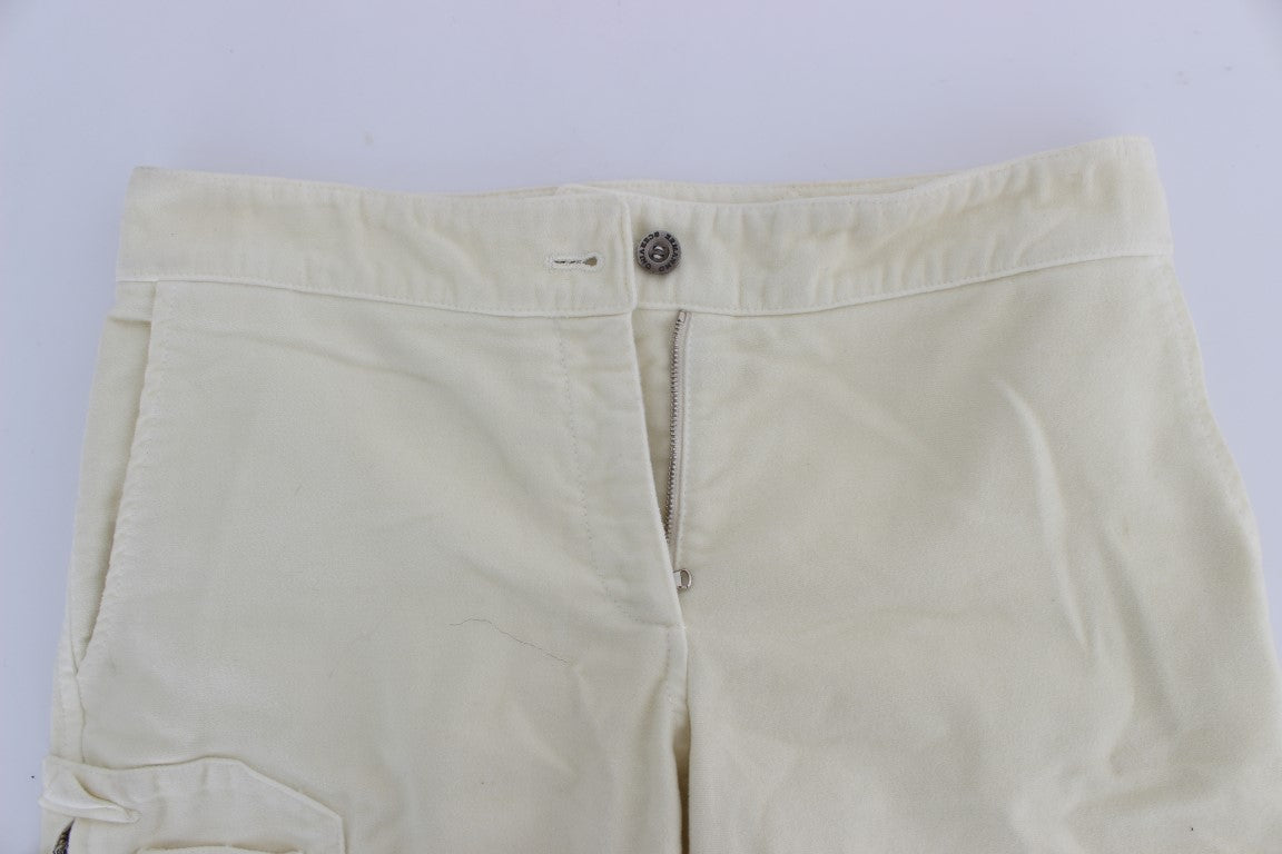 Ermanno Scervino Beigefarbene Capri-Cargo-Hose aus Baumwolle