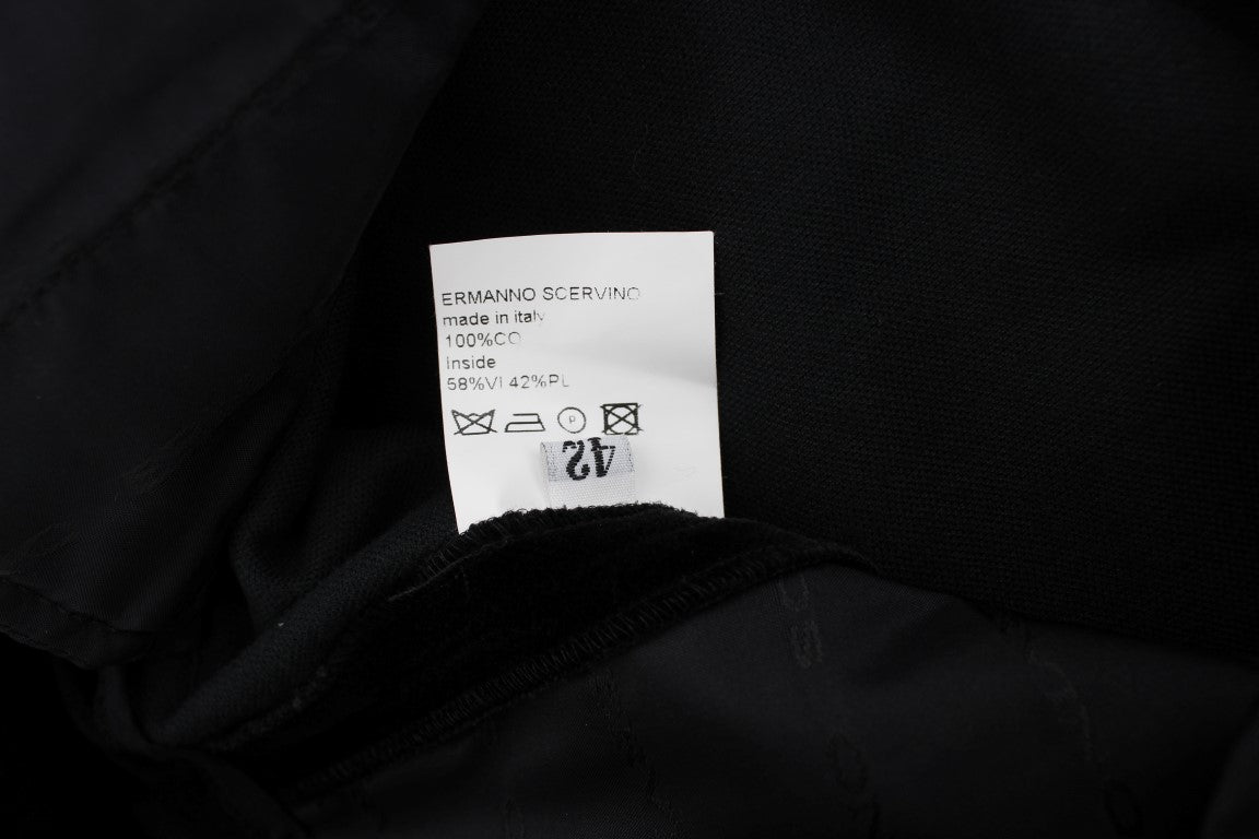 Ermanno Scervino Schwarze Samt-Baumwoll-Hose mit geraden Beinen
